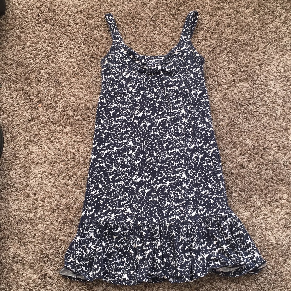 Ann Taylor Leaf Floral Fluted Mini Dress
